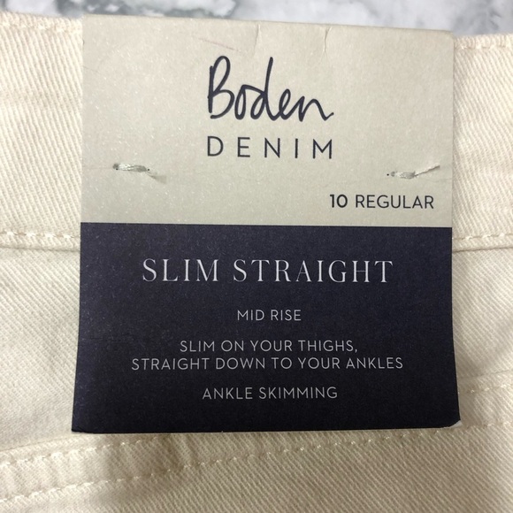 Boden Denim Cream Colored Slim Straight Pants Size 6 NWT - Picture 3 of 6